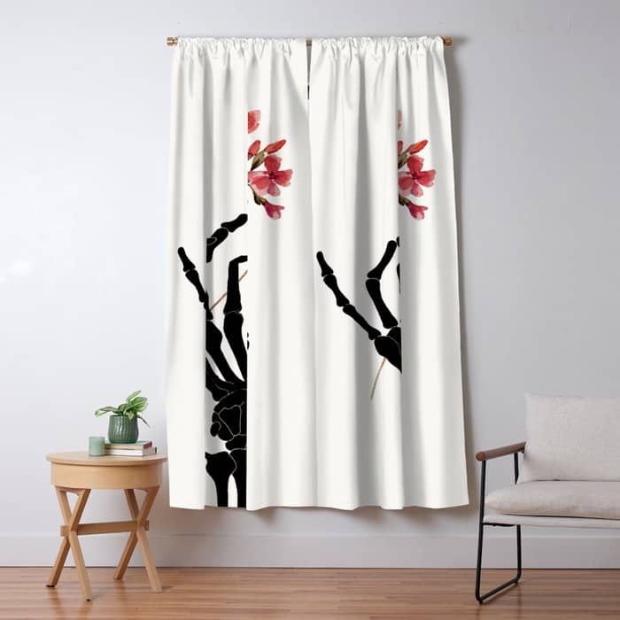 Skeleton Hand With Flower Window Curtain