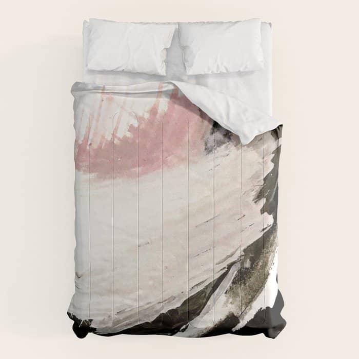 Crash: An Abstract Mixed Media Piece In Black White And Pink Comforter
