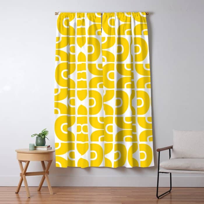 Mid Century Modern Pattern Yellow Window Curtain