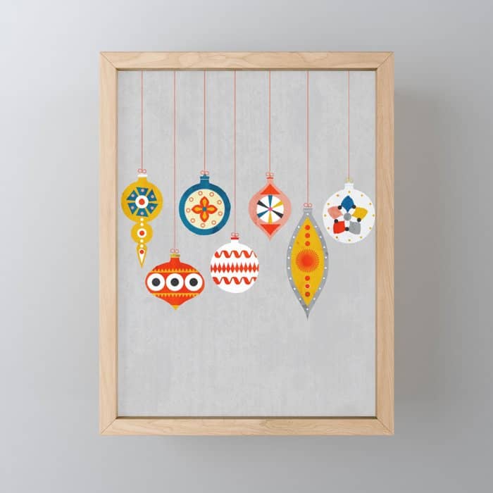 Christmas Retro Baubles No3 Mini Art Print