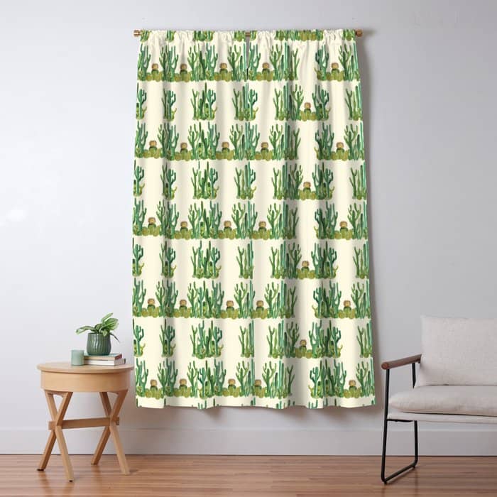 In My Happy Place - Hedgehog Meditating In Cactus Jungle Window Curtain