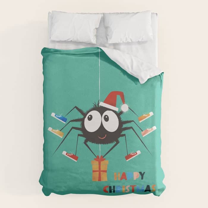 Happy Christmas Santa Spider Duvet Cover