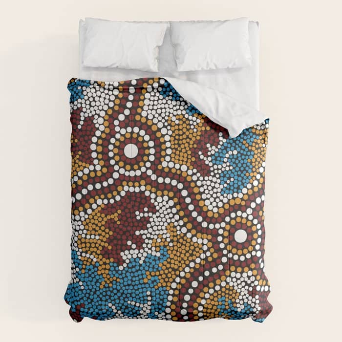 Authentic Aboriginal Art - Wetland Dreaming Comforter