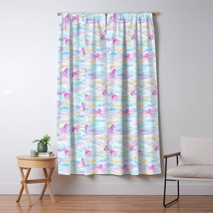 Unicorns Hiding In Clouds Window Curtain