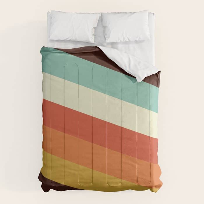 Renpet - Colorful Classic Abstract Minimal Retro 70s Style Stripes Design Comforter