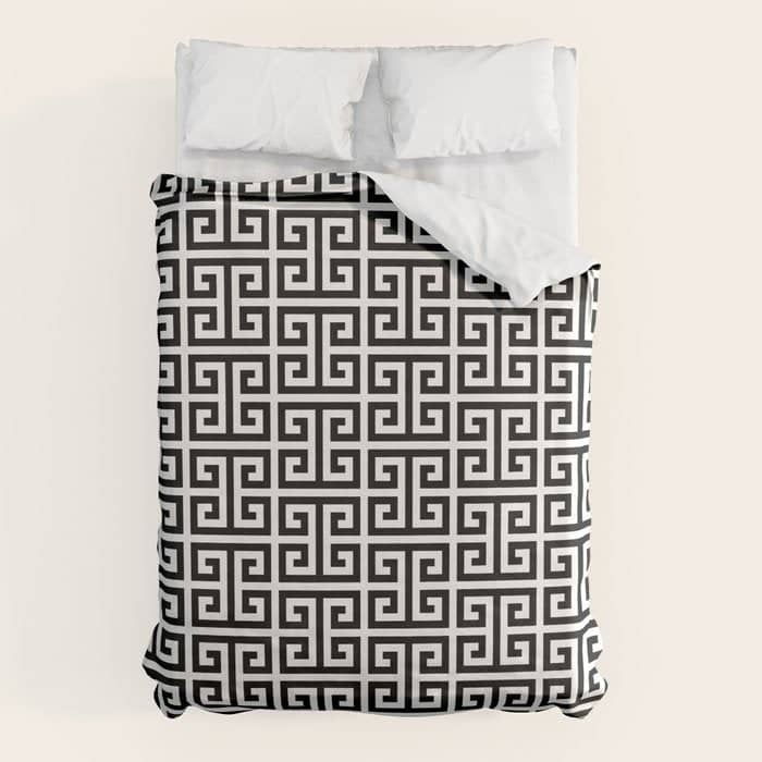 Black And White Greek Key Pattern Duvet Cover