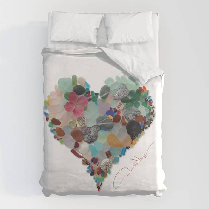 Love -  Sea Glass Heart A Unique Birthday & FatherâS Day Gift Duvet Cover
