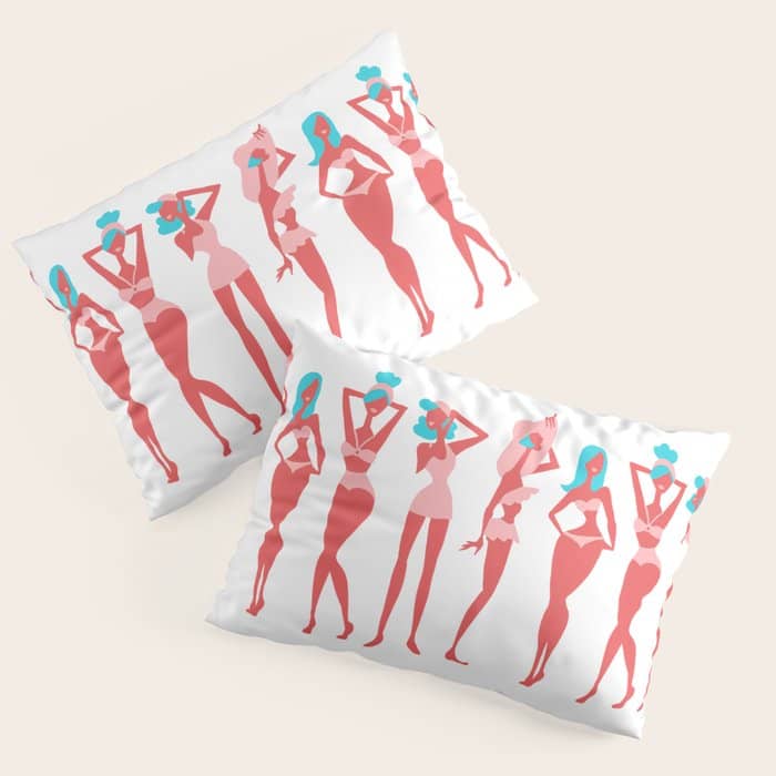 Beach Bombshells - Cyan & Coral Palette Pillow Sham