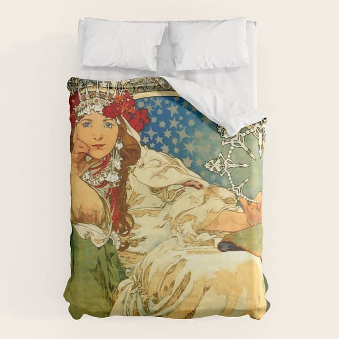 Alphonse Mucha  "Princess Hyacinth" Duvet Cover