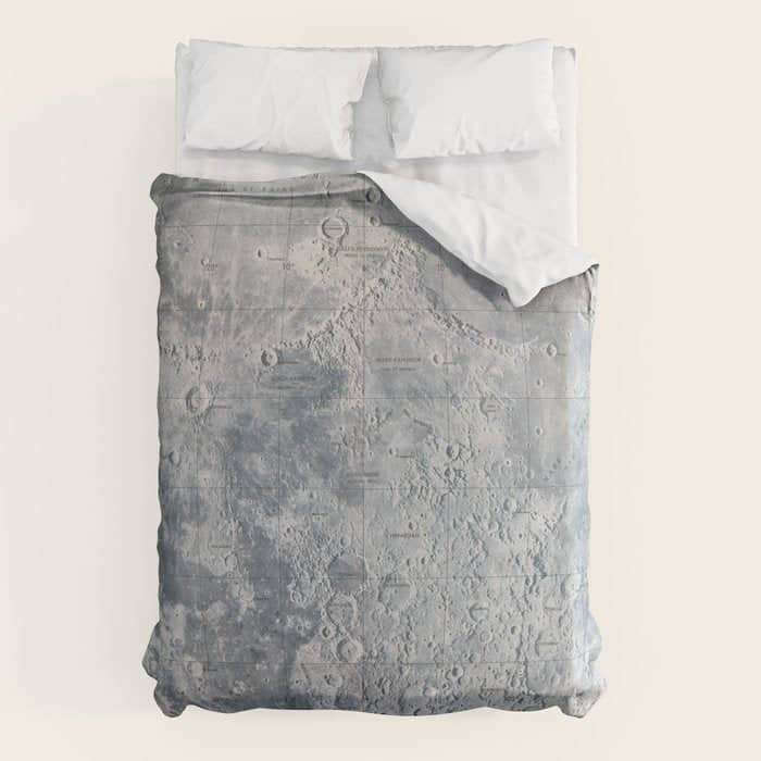 Vintage Lunar Moon Map, 1960s Duvet Cover