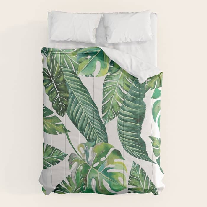 Jungle Leaves, Banana, Monstera #Homestorie Comforter