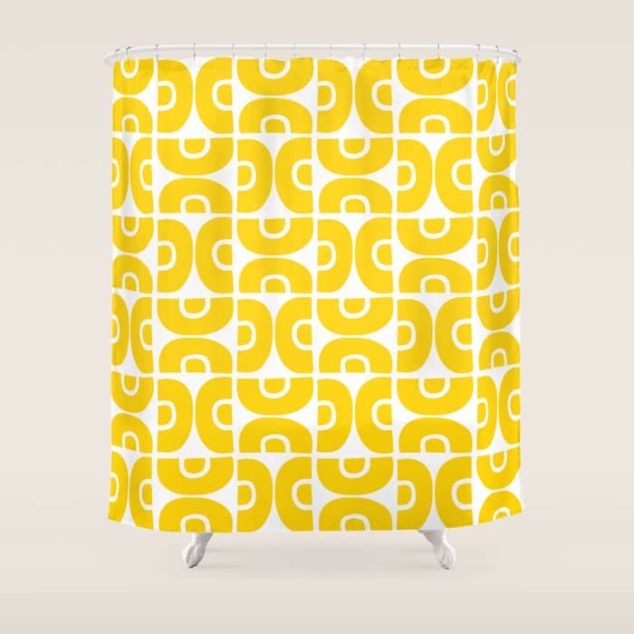 Mid Century Modern Pattern Yellow Shower Curtain