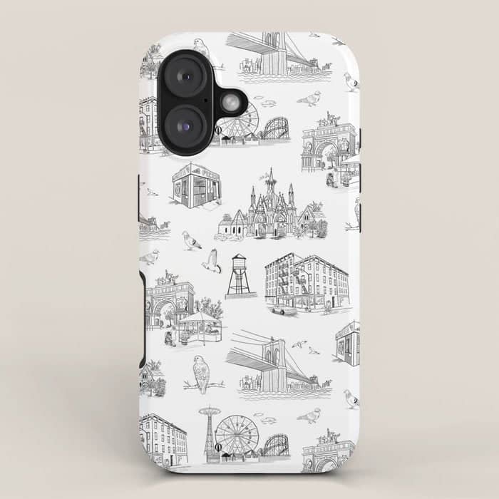Brooklyn Toile - Black And White Iphone Case