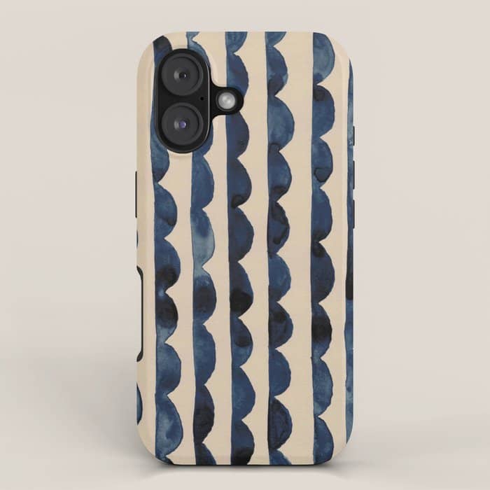 Thin Scalloped Line In Indigo Watercolor Blue Iphone Case