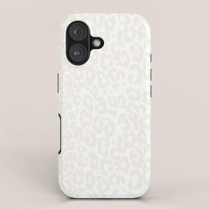 Antique White Leopard Print On White Iphone Case