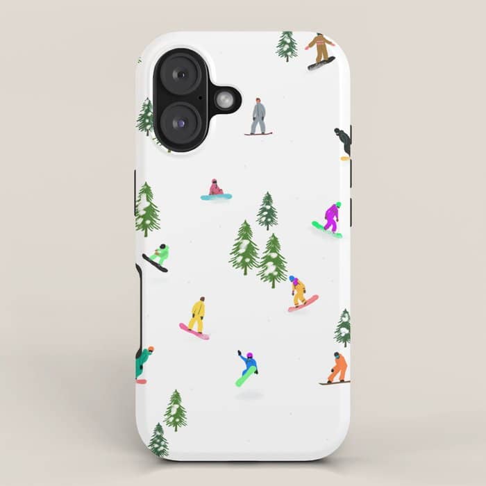 Aerial Downhill Snowboarders Illustration Iphone Case