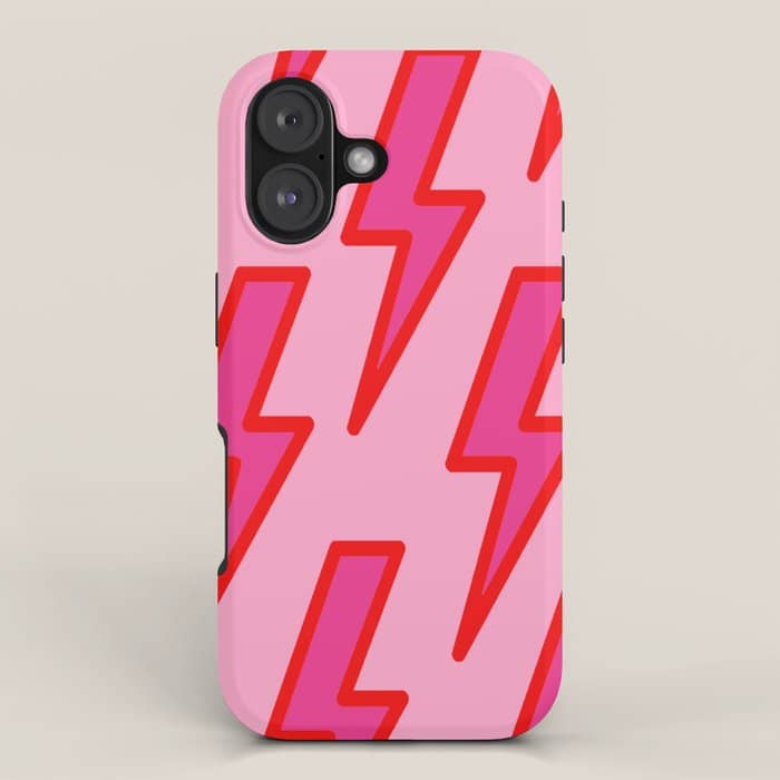 Pink And Red Y2k Lightning Bolt Wallpaper - Preppy Aesthetic Iphone Case