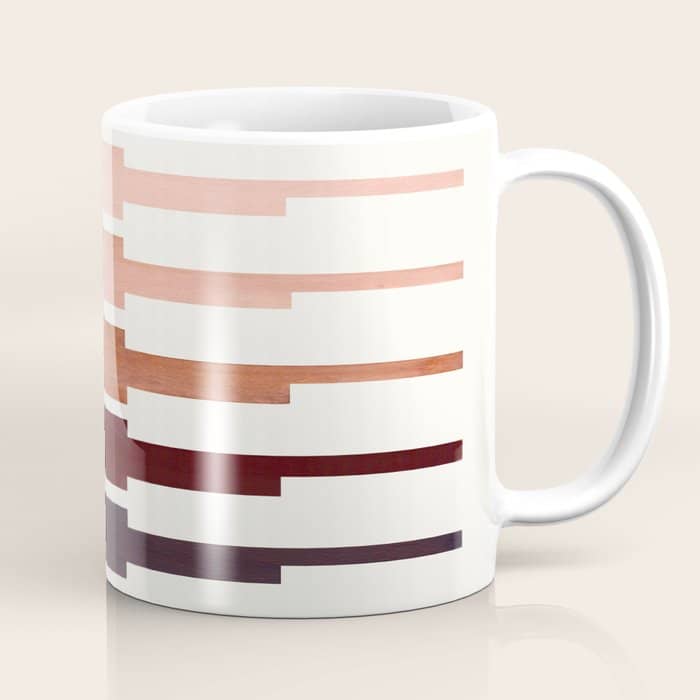 Mid Century Minimalist Ancient Aztec Inca Geometric Pattern Watercolor Raw Umber Colorful Gouache Pa Coffee Mug
