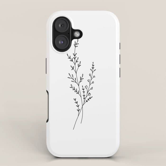 Minimal Wildflower Line Art Branch Iphone Case
