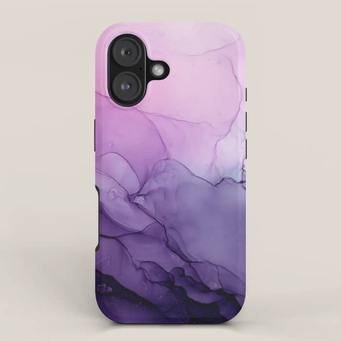 Purple Amethyst Crystal Inspired Abstract Flow Painting Iphone Case
