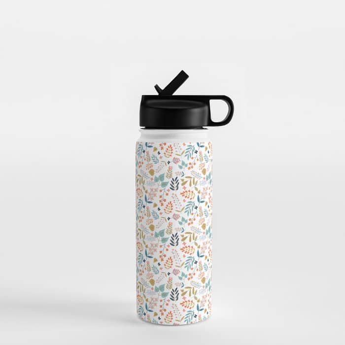Botanical Harmony | Floral Vintage Plants Colorful Leaves | Autumn Spring Nature Bohemian Chic Water Bottle