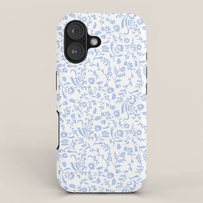 Ditsy Toile Floral Blue And White Iphone Case