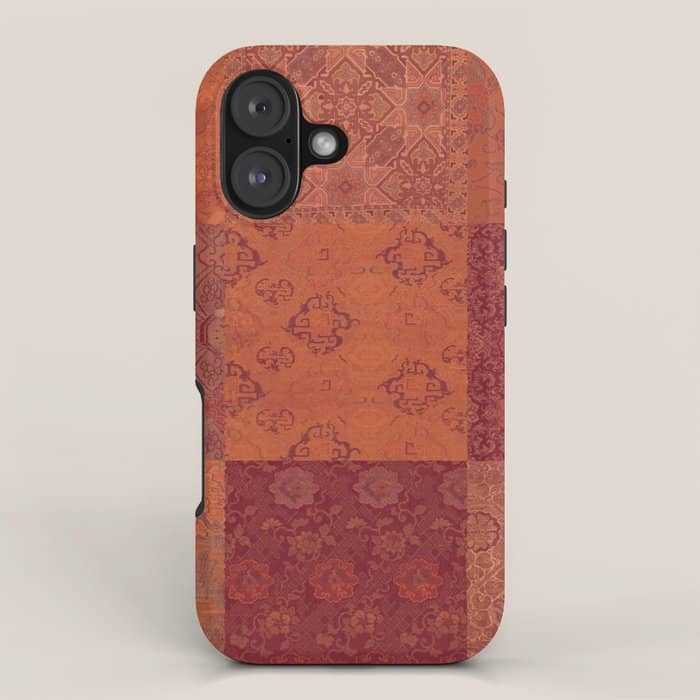 Vintage Bohemian Quilt In Burnt Orange Iphone Case