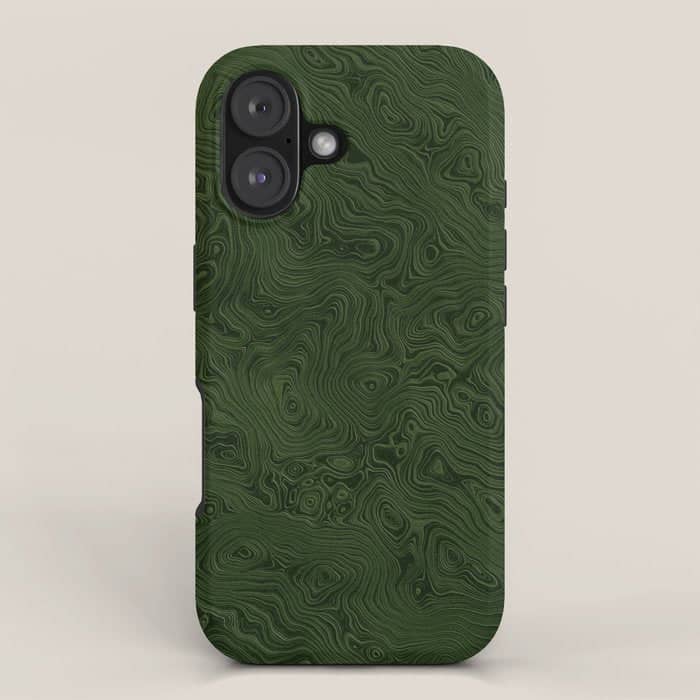 Luxury Moss Green Rippled Moiré Pattern Iphone Case