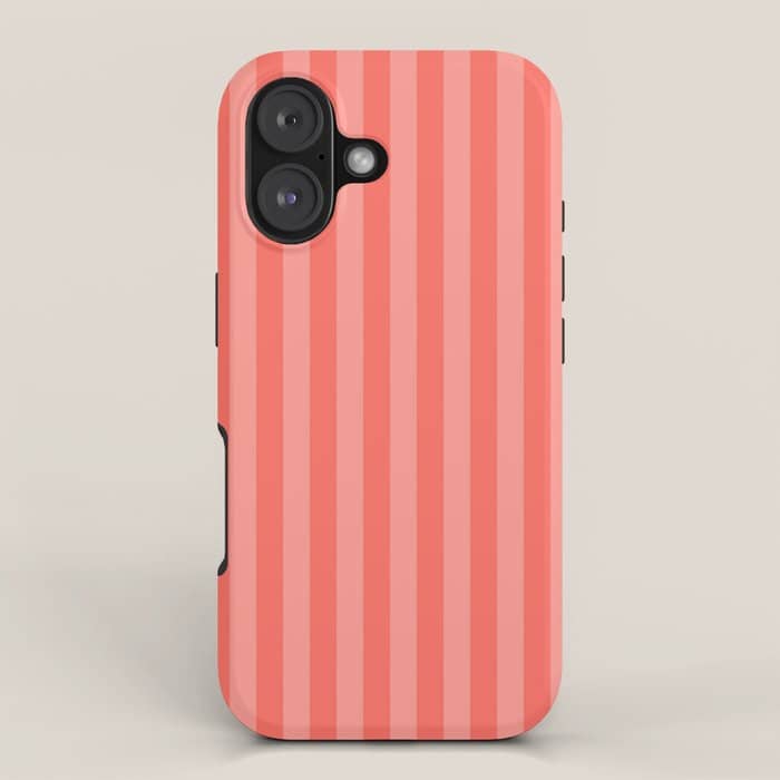Coral Pink Thin Vertical Stripes Iphone Case