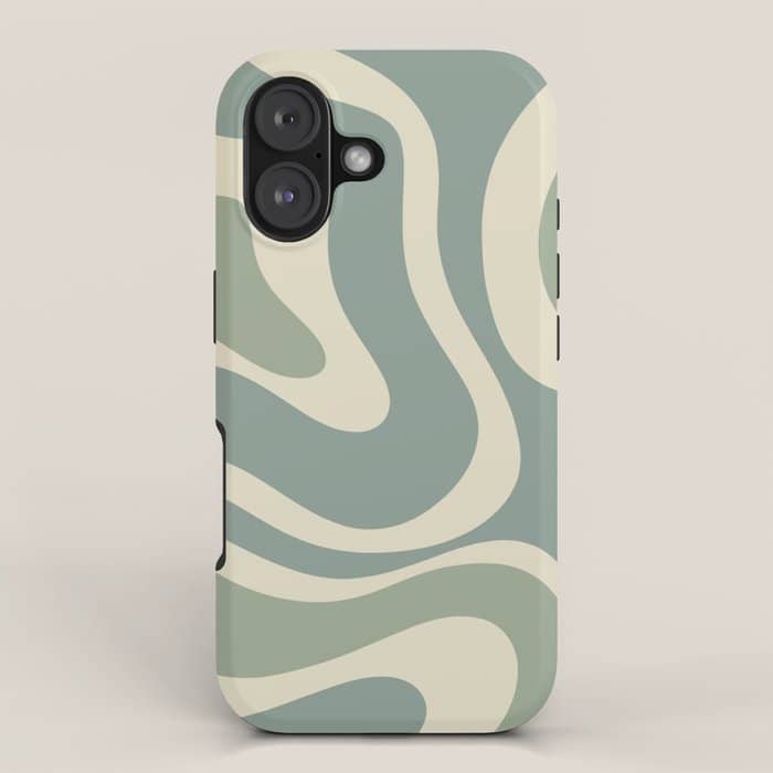 Modern Retro Liquid Swirl Abstract In Eucalyptus Green Iphone Case