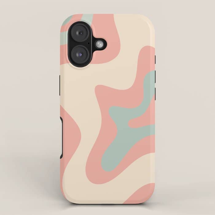 Retro Liquid Swirl Abstract Square Pattern In Pastel Blush Mint Iphone Case