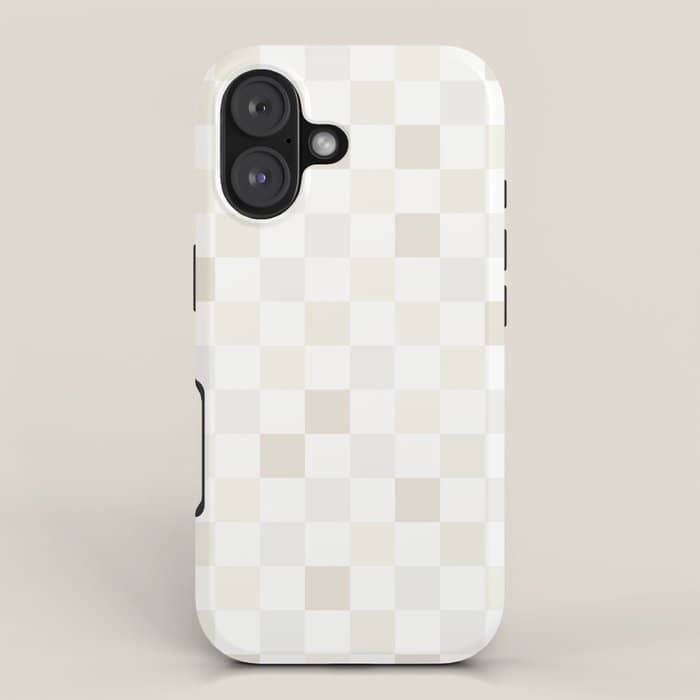Checkerboard Check Pattern In Pale Light Neutral Beige White Tones Iphone Case