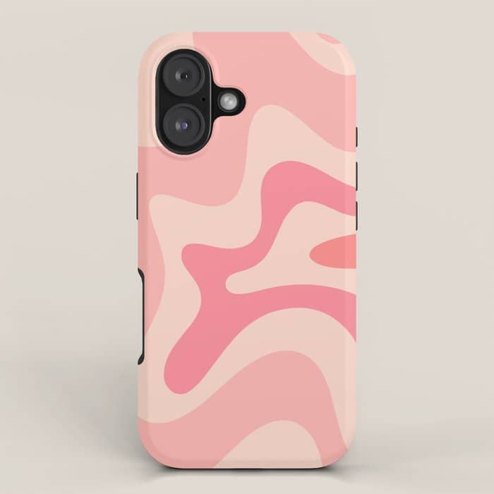Retro Liquid Swirl Abstract Pattern Square In Blush Pink Tones Iphone Case