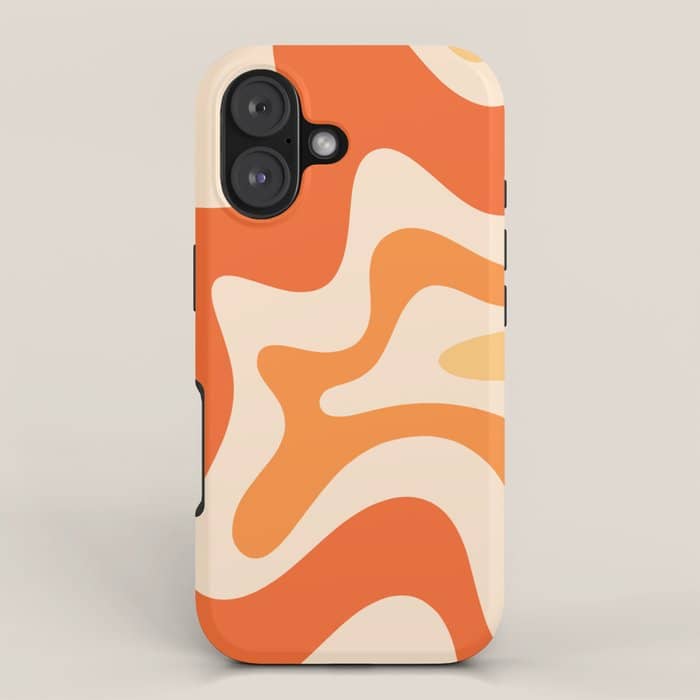 Retro Liquid Swirl Abstract Pattern Square Tangerine Orange Tones Iphone Case