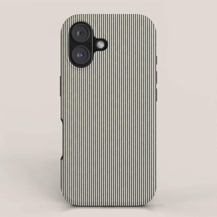 Linen Textured Stripes - Olive Green Iphone Case