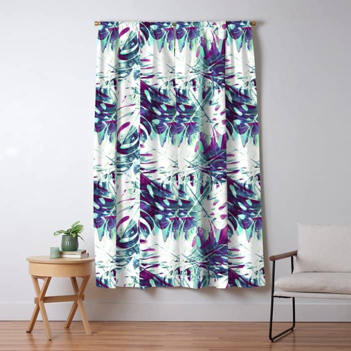 Abstract Leaf Monstera Violet Window Curtain