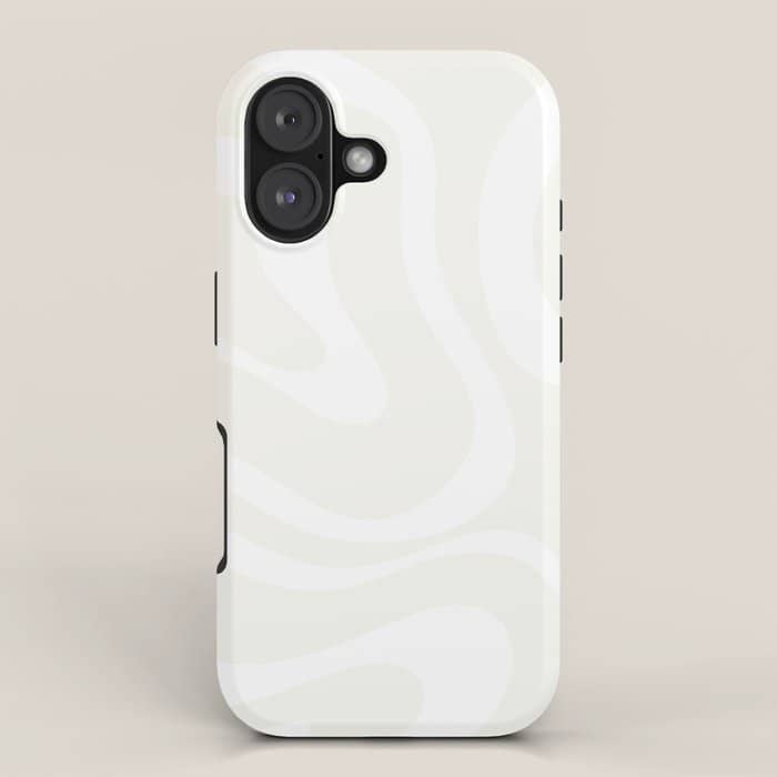 Modern Liquid Swirl Abstract Pattern In Barely There Eggshell On White Iphone Case