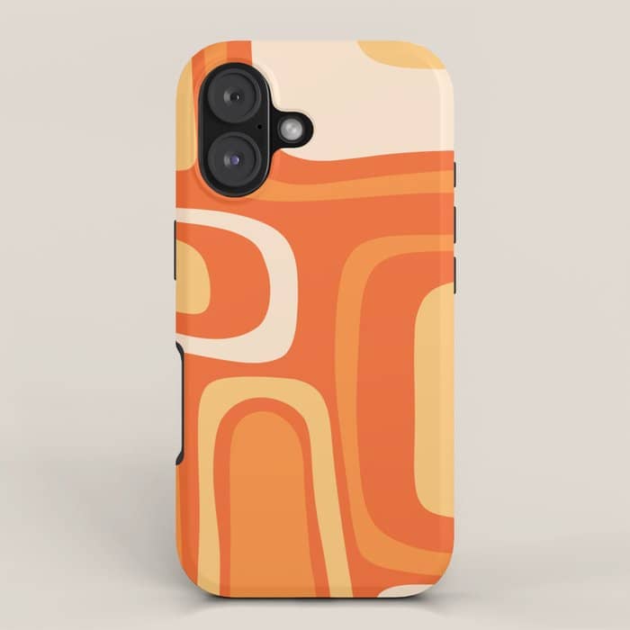 Palm Springs Mid Century Modern Abstract Pattern In Bright Orange Tangerine Tones Iphone Case