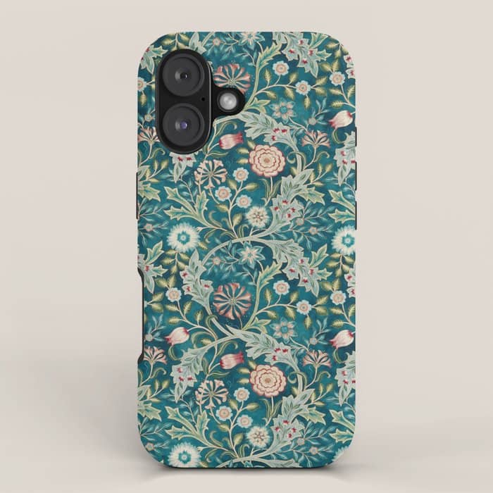 William Morris Vintage Wilhelmina Teal Blue Floral Iphone Case