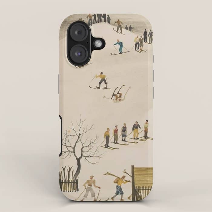 The Practice Slope Winter Skiing Landscape Painting By Franz Sedlacek  Iphone Case