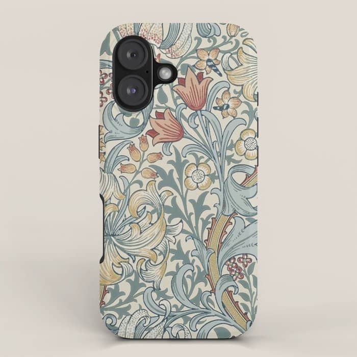 William Morris Vintage Golden Lily Soft Slate & Manilla Iphone Case