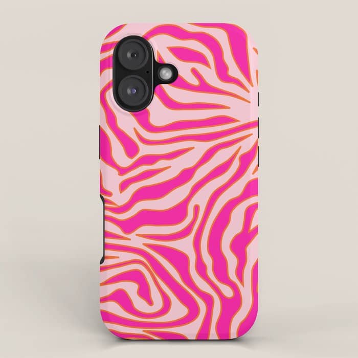 Zebra Print Pink And Orange Zebra Stripes Wild Animal Print Preppy Decor Modern Zebra Pattern Iphone Case