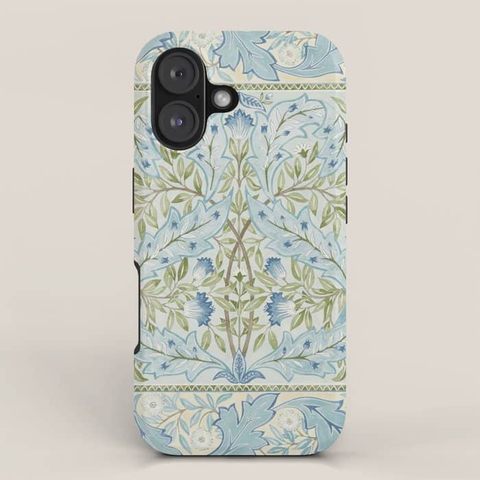 William Morris Wilhelmina Melsetter Indigo Light Blue Floral Iphone Case