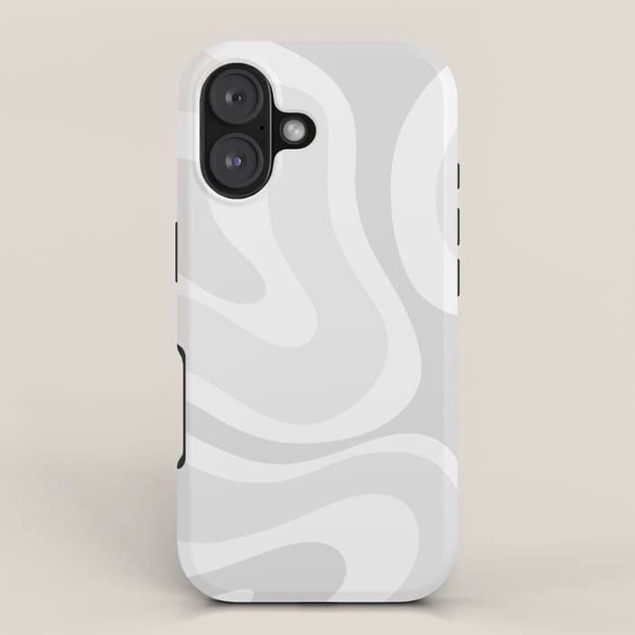 Modern Retro Liquid Swirl Abstract In Pale Grey Iphone Case