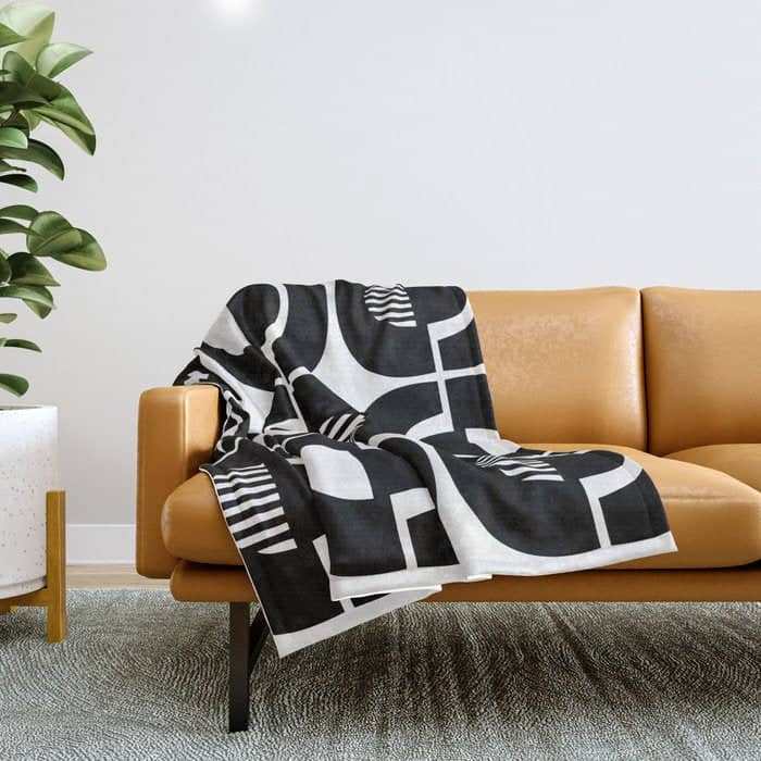 Mid Century Modern Geometric 921 Black And White Throw Blanket