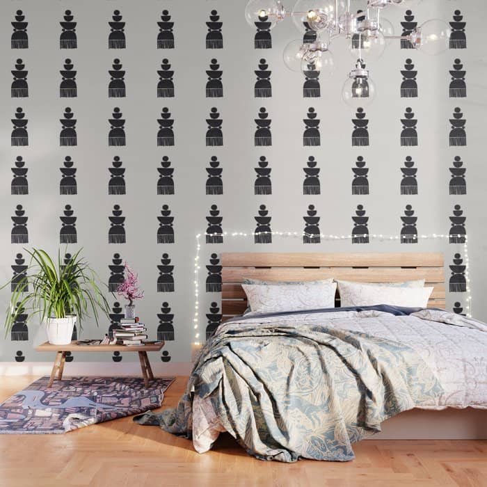 Black & White Minimalist Mid Century Paper Collage Funky Black Ink Tribal Geometric By Ejaaz Haniff Wallpaper