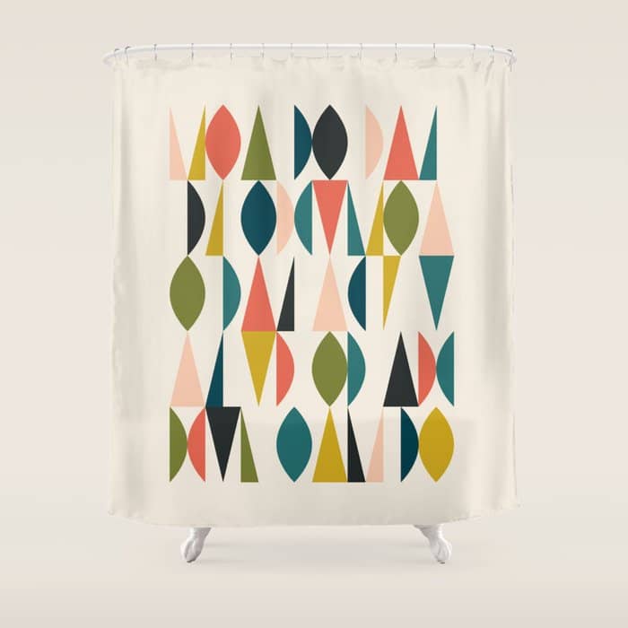 Mid Century Modern Abstract Colorful Shapes Funky Cool Minimalist Pattern Shower Curtain