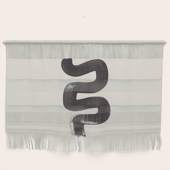 Black & White Minimalist Abstract Shapes Patterns Black Ink Painting Wall Hanging