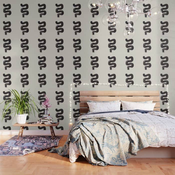 Black & White Minimalist Abstract Shapes Patterns Black Ink Painting Wallpaper