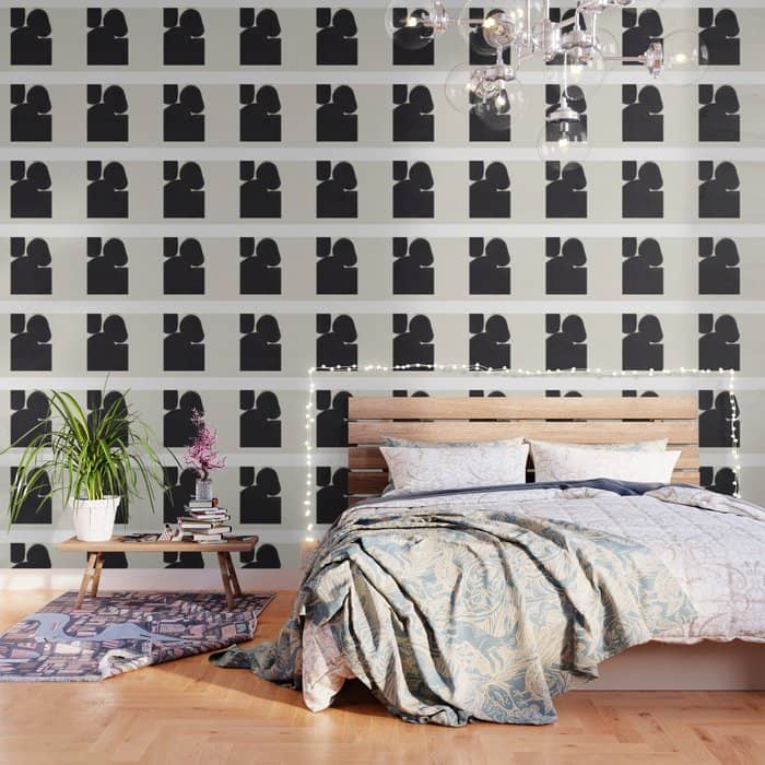 Black & White Minimalist Abstract Shapes Patterns Black Ink Painting Wallpaper